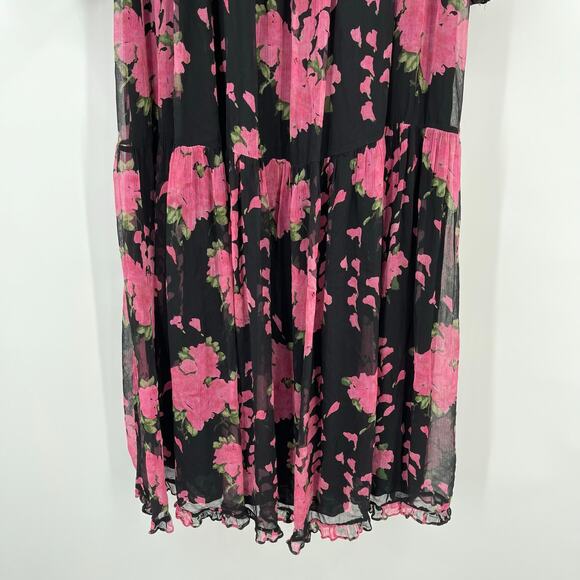 RIXO | Yas Shirred Midi Dress Blossom Pink Floral Chiffon 4XL 18 Plus Size - Picture 10 of 16